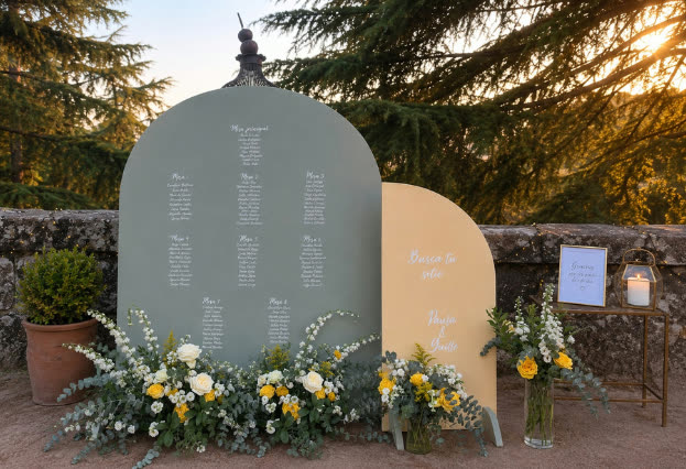 Ambientación de espacio con flores y telas artesanales